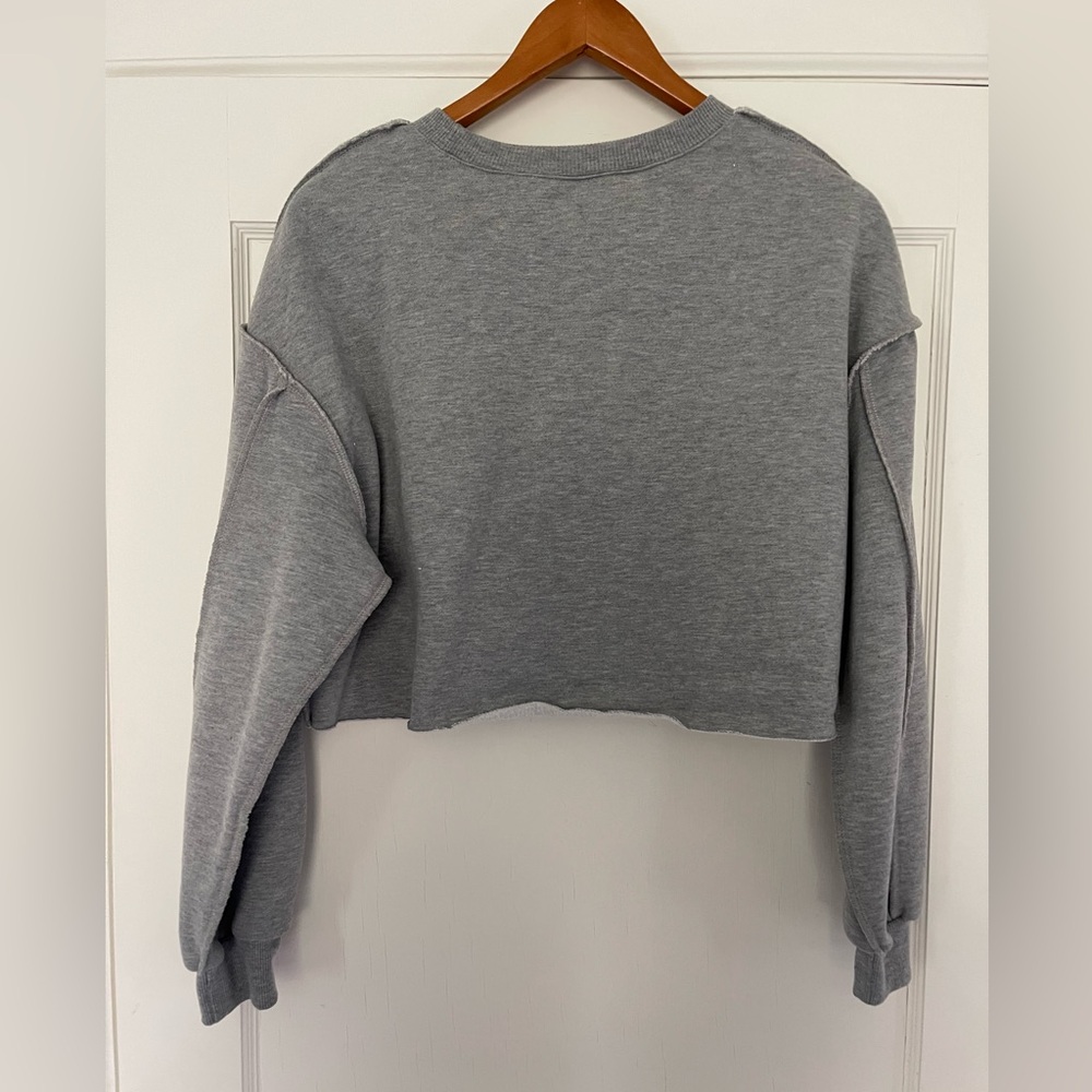 Gray Cropped Sweatshirt - Picture 4 of 5